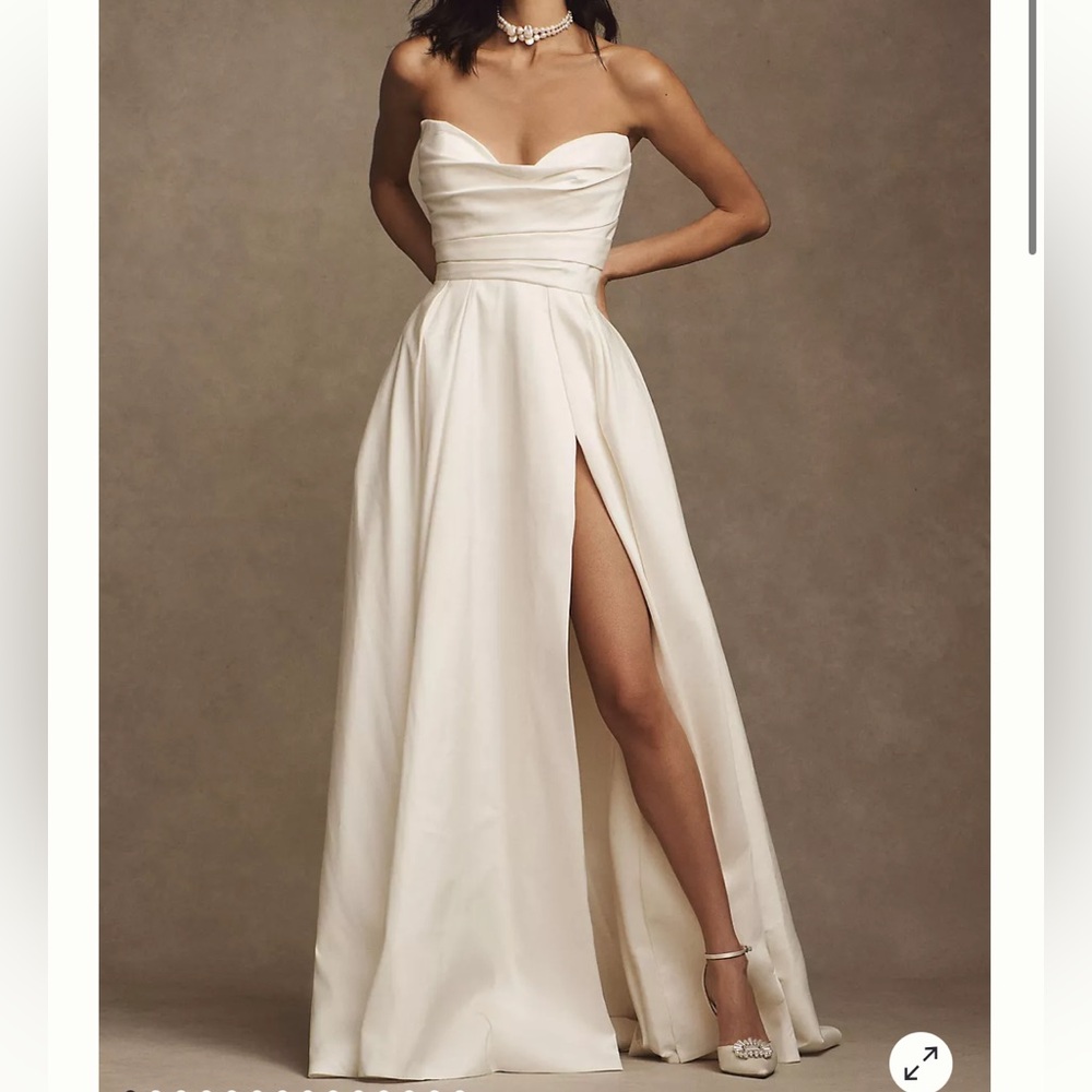 Jenny Yoo Preston Strapless Ball-Skirt Taffeta Wedding Gown Size 2 WITH BUSTLE